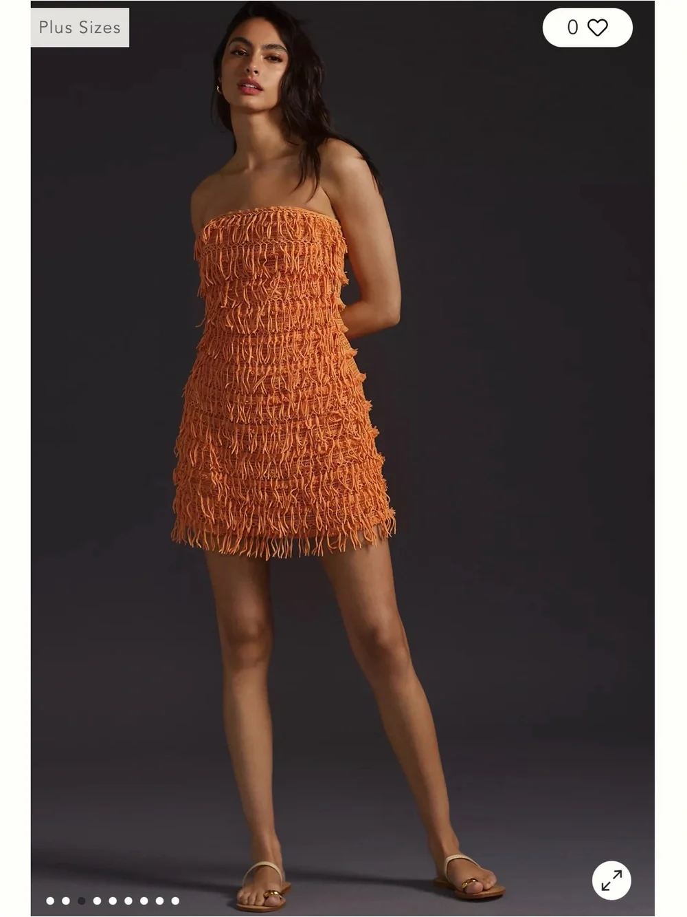 Anthropologie Let Me Be Fringed Tube Mini Dress in Bright Orange Size XS - Picture 2 of 8